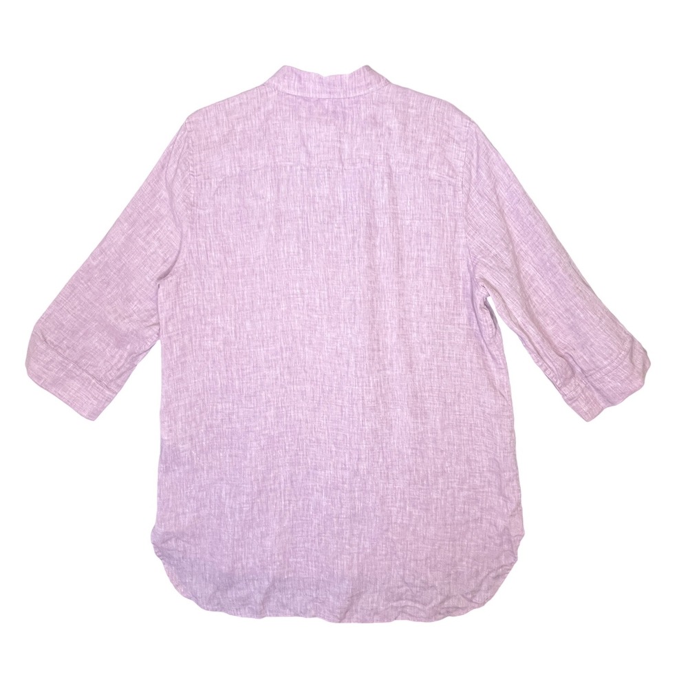 Chicos Linen Button Down Tunic Women 2.5 US 14 Lavender Purple No Iron Lagenlook - Picture 2 of 8